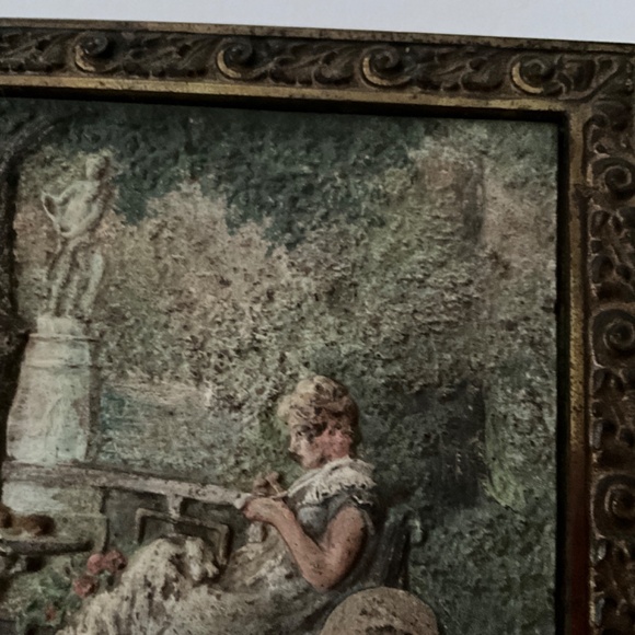 BRADLEY & HUBBARD Antique Painted Cast Iron Garden Scene - Picture 5 of 11